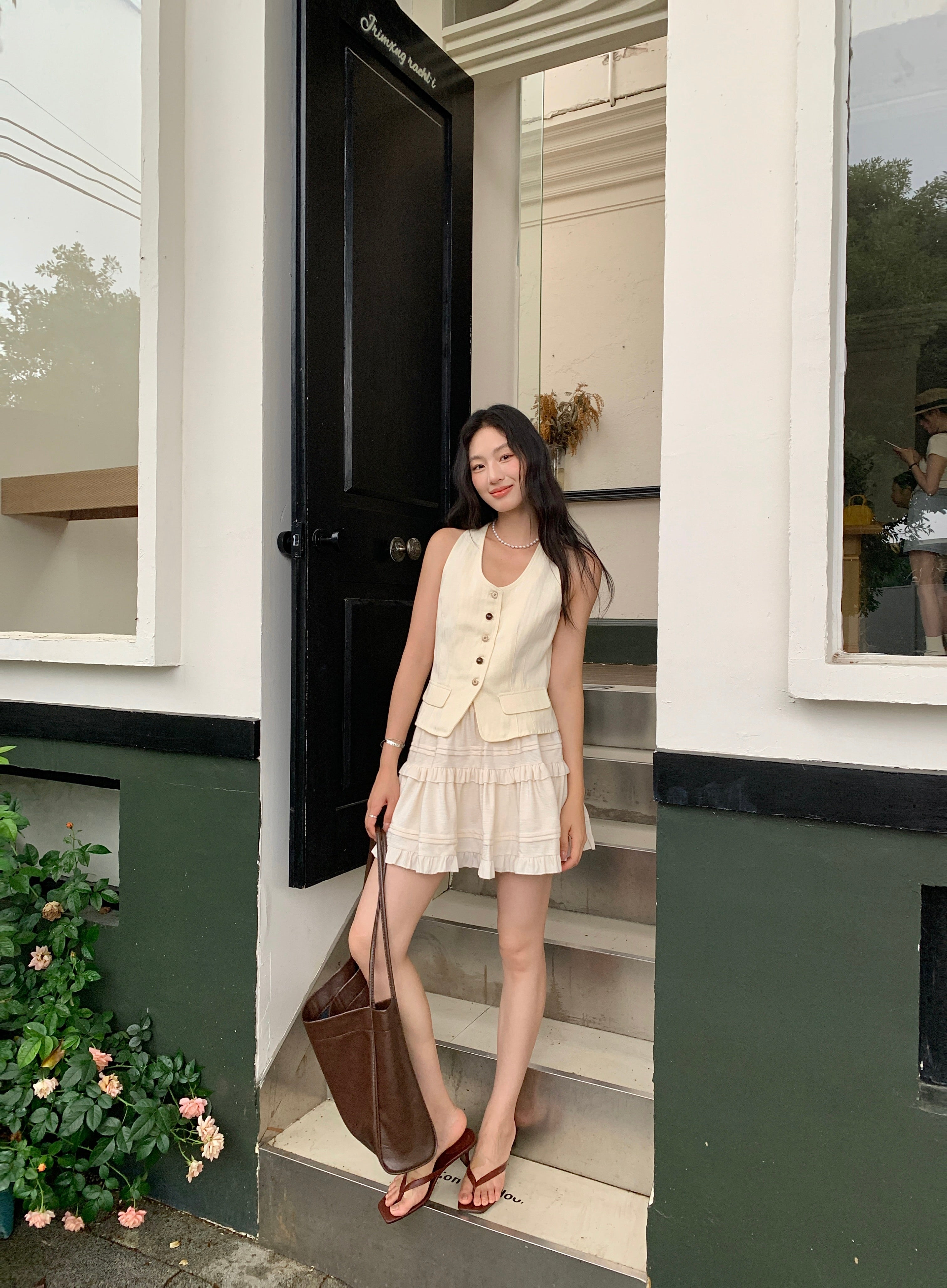 Frilly plush skirt (ready stock in cream)