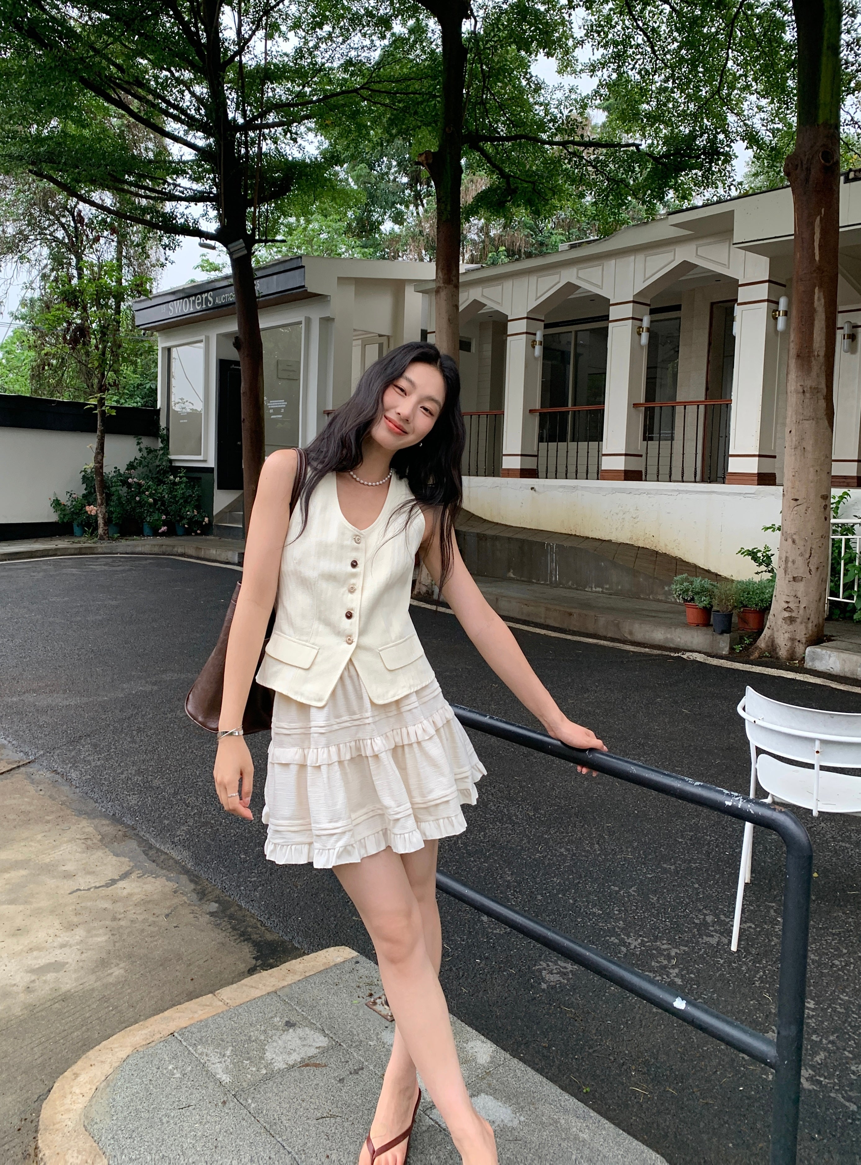 Frilly plush skirt (ready stock in cream)