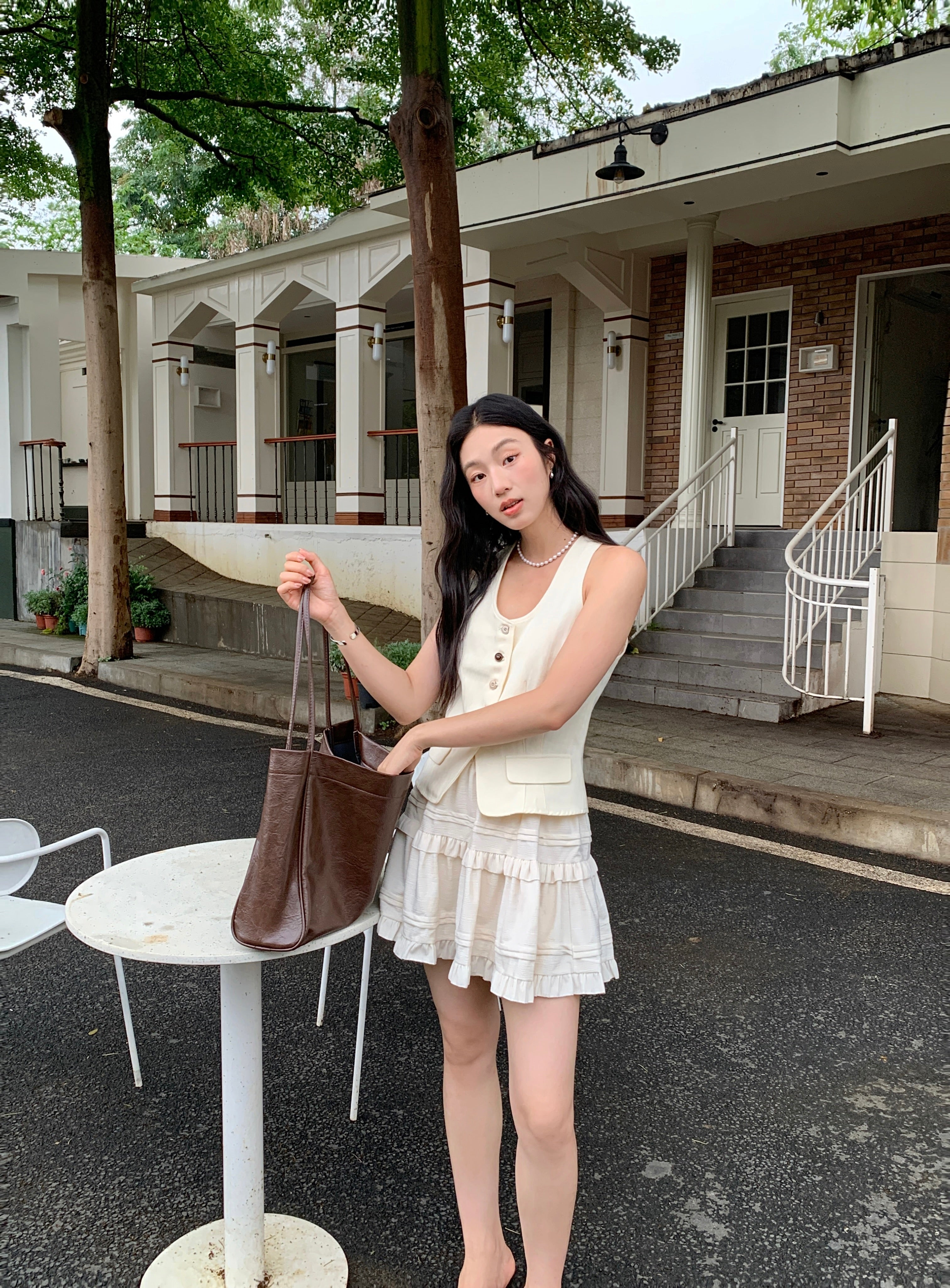 Frilly plush skirt (ready stock in cream)