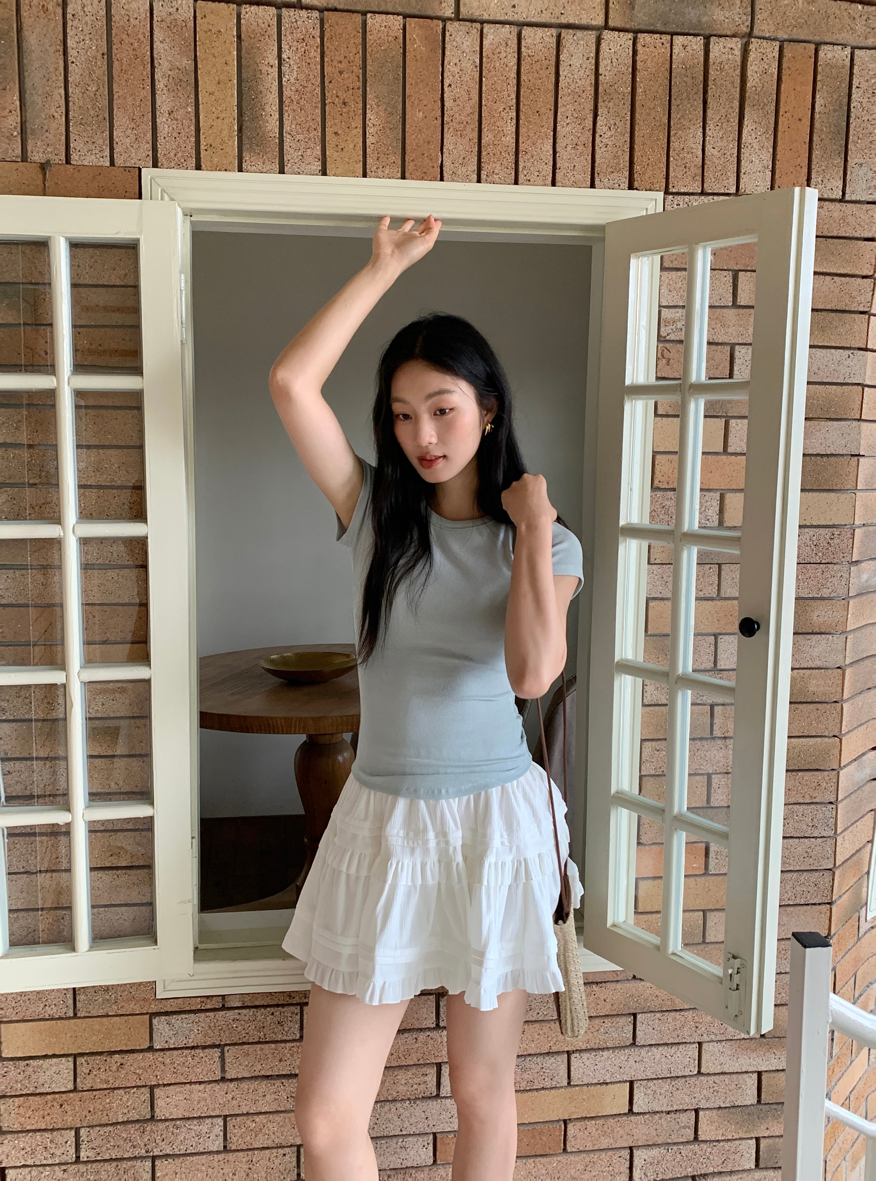 Frilly plush skirt (ready stock in cream)