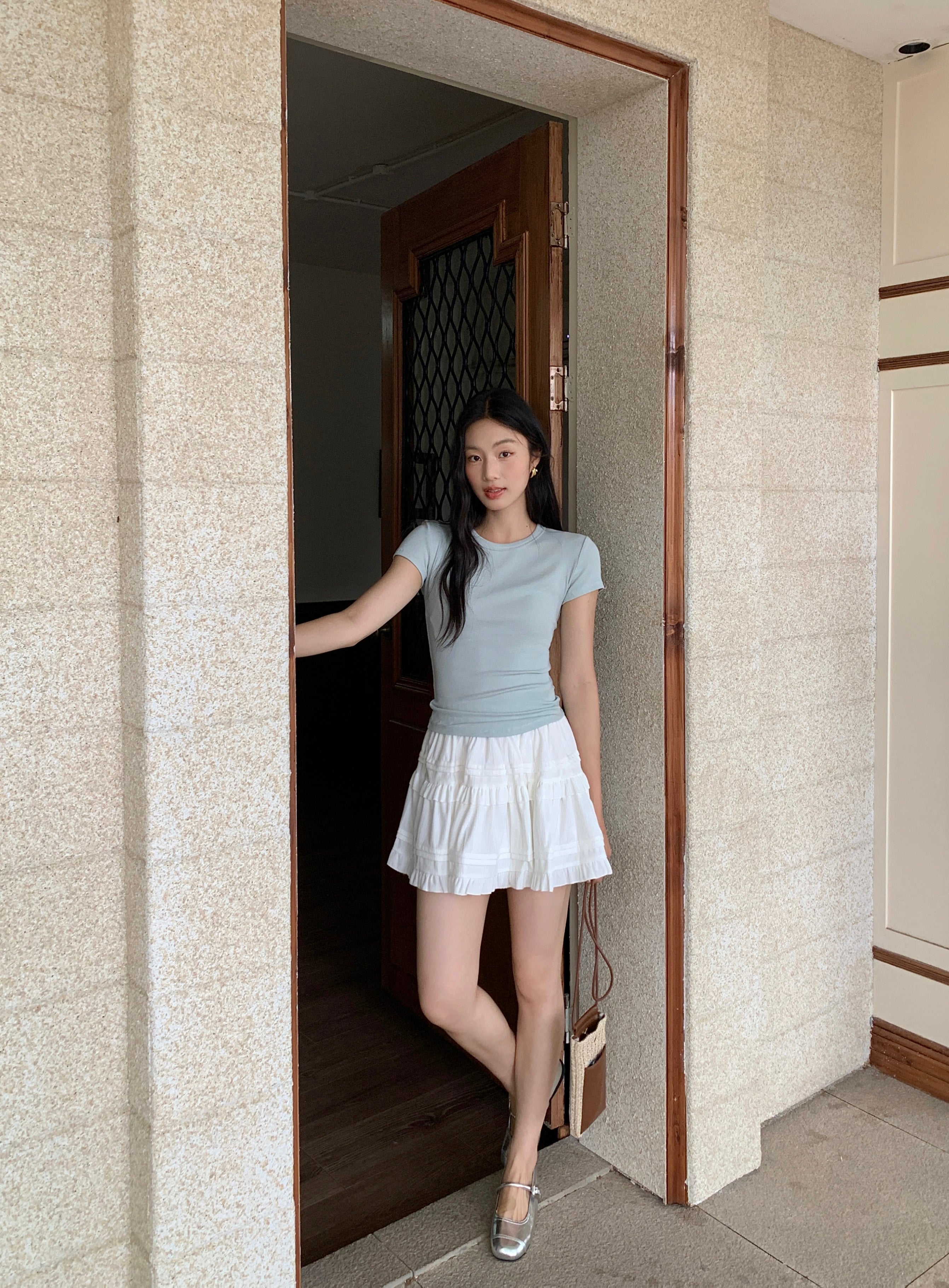 Frilly plush skirt (ready stock in cream)