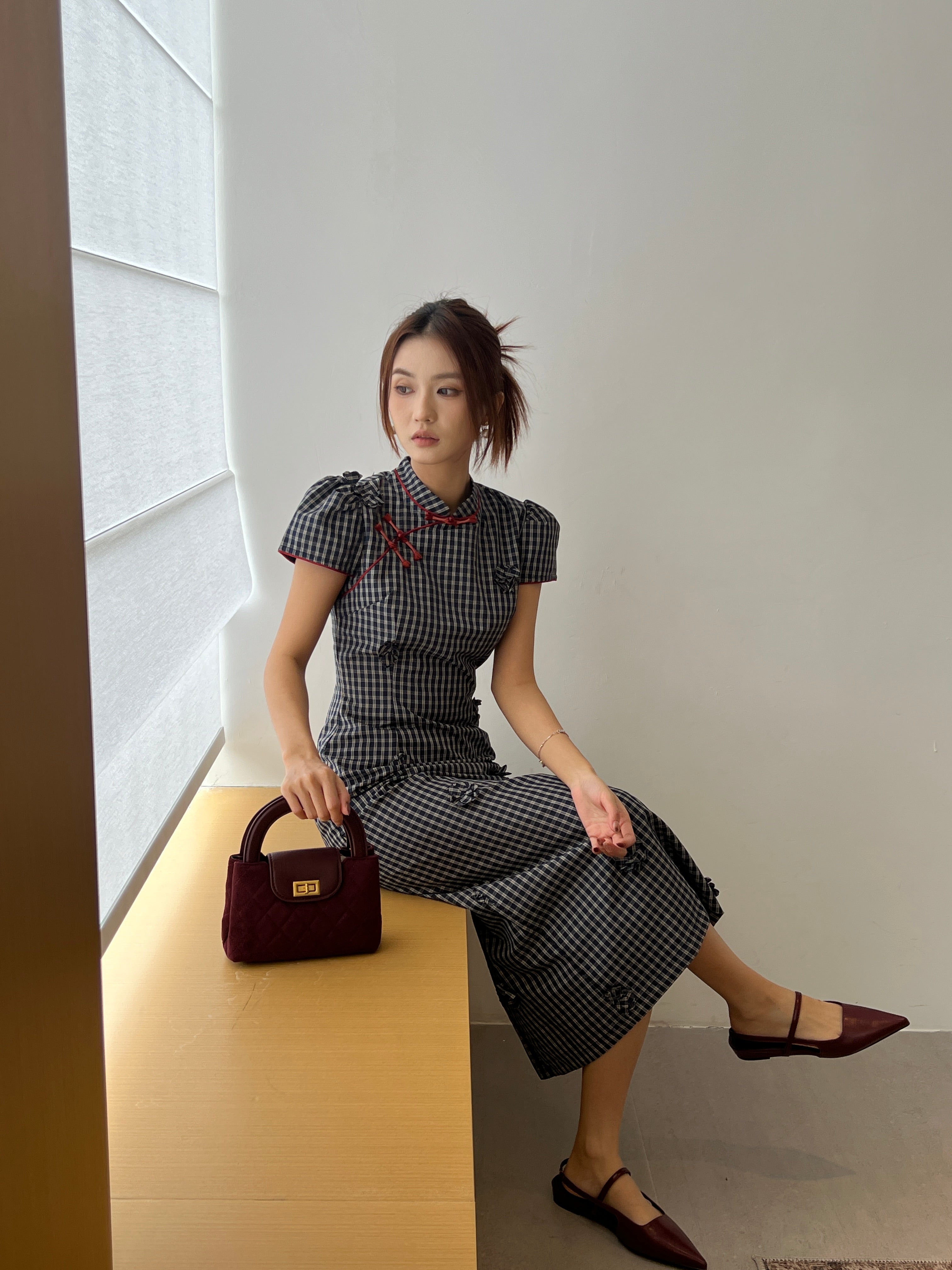 Raspberry cheongsam (ready stock in S)