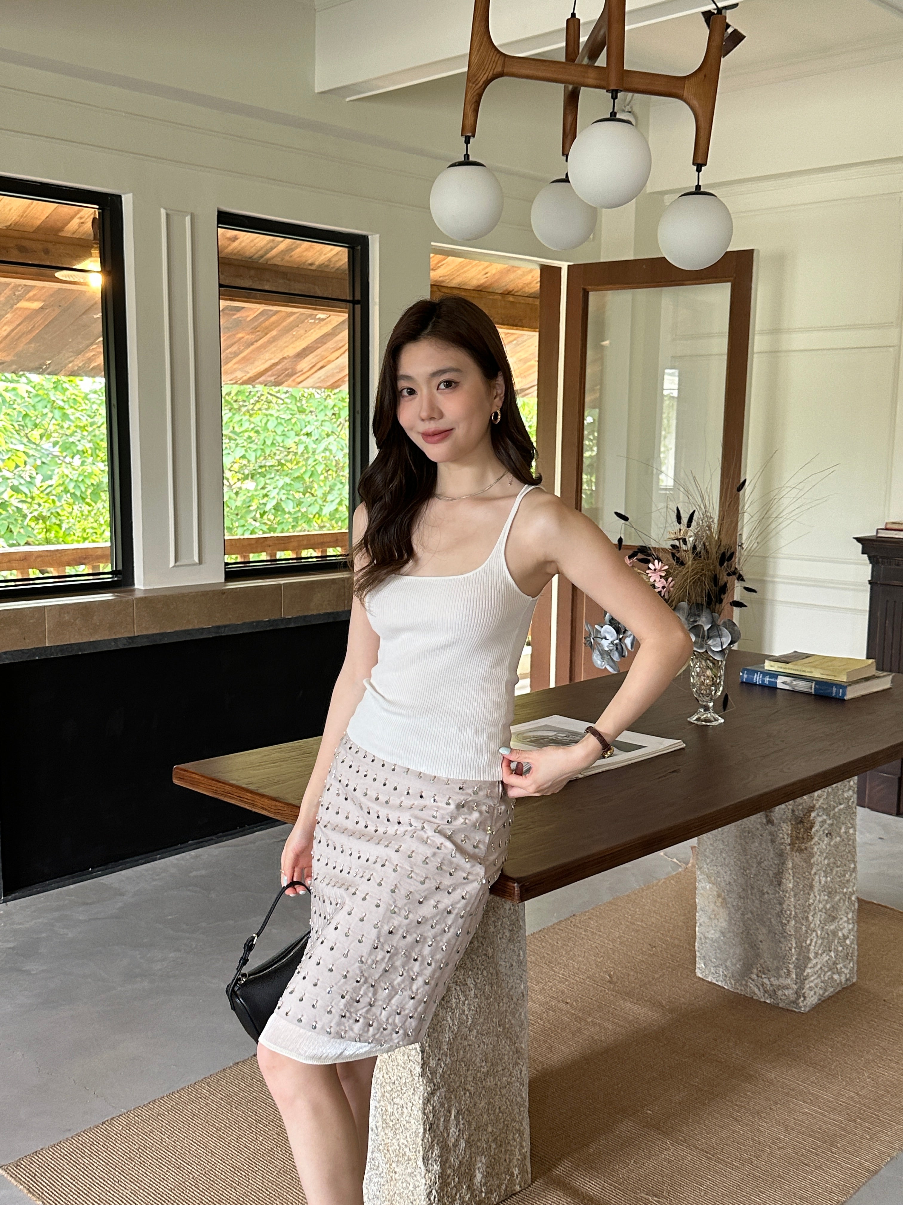Noelle Crystal Overlay Skirt (preorder/ 2 colours)