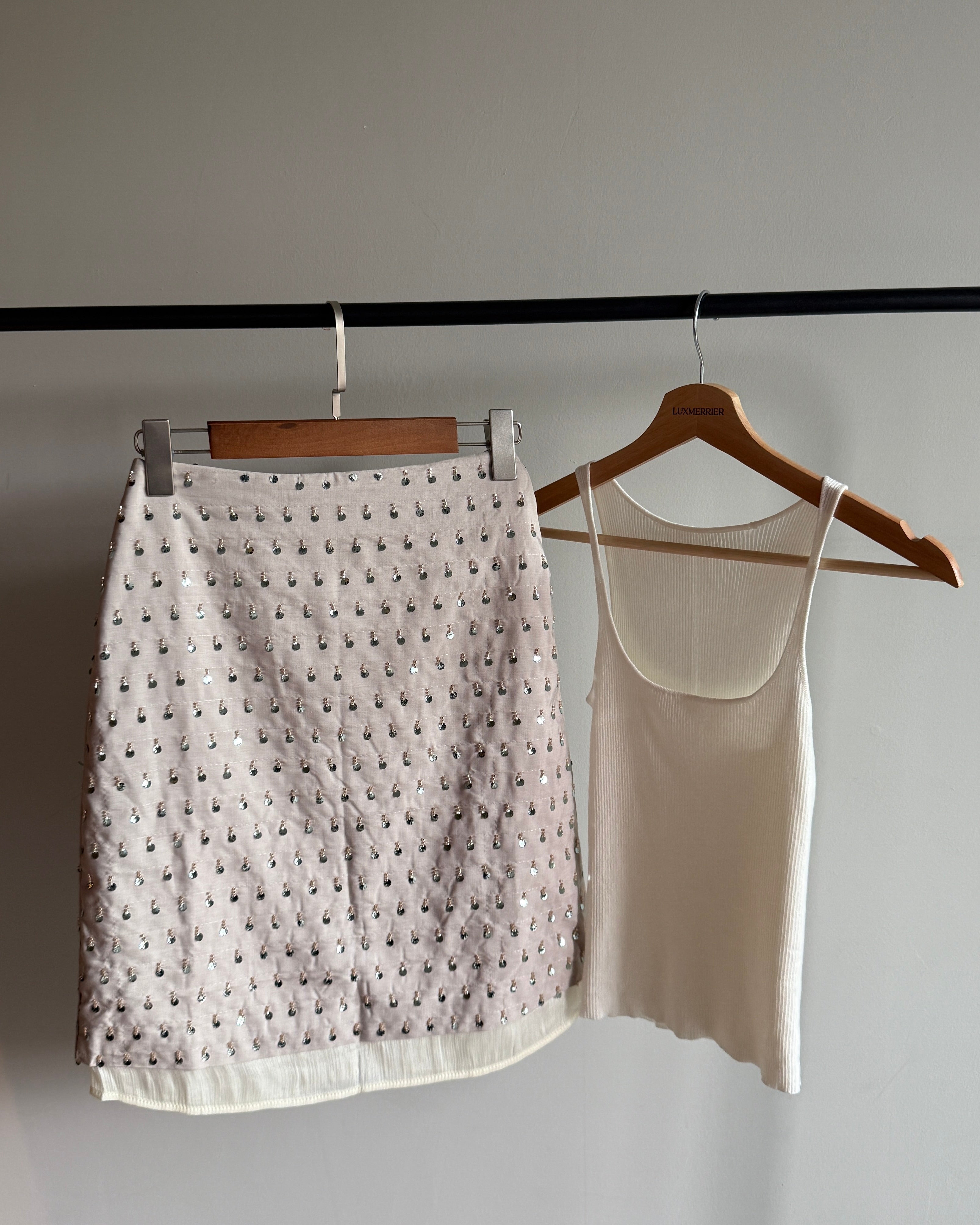 Noelle Crystal Overlay Skirt (preorder/ 2 colours)