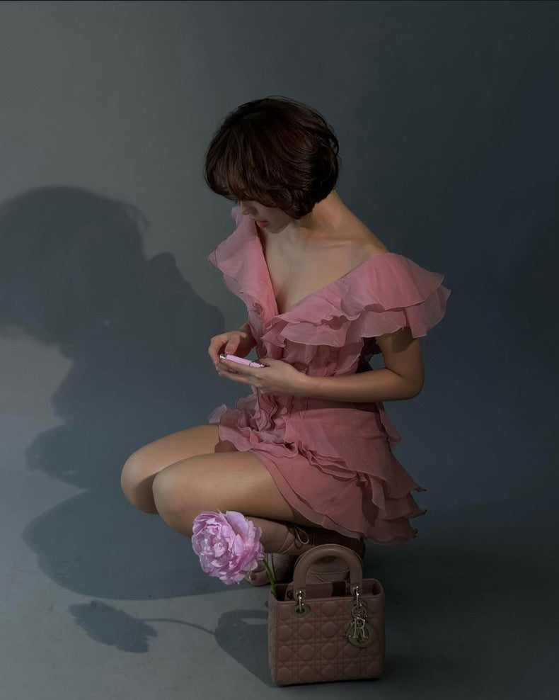 Ruffled mini dress (preorder/ 2 colours)