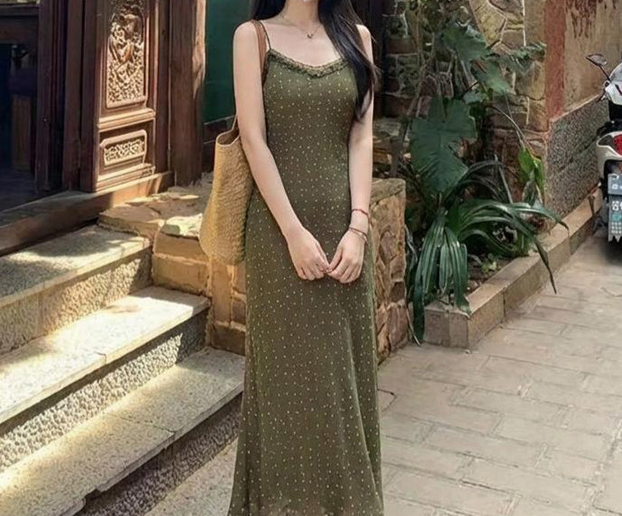 Seaweed polka dress (preorder)