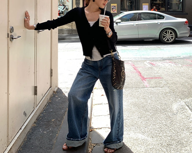 Tassel V-Neck Cardigan Top (preorder/ 3 colours)