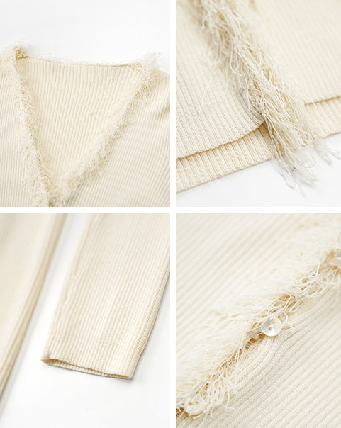 Tassel V-Neck Cardigan Top (preorder/ 3 colours)