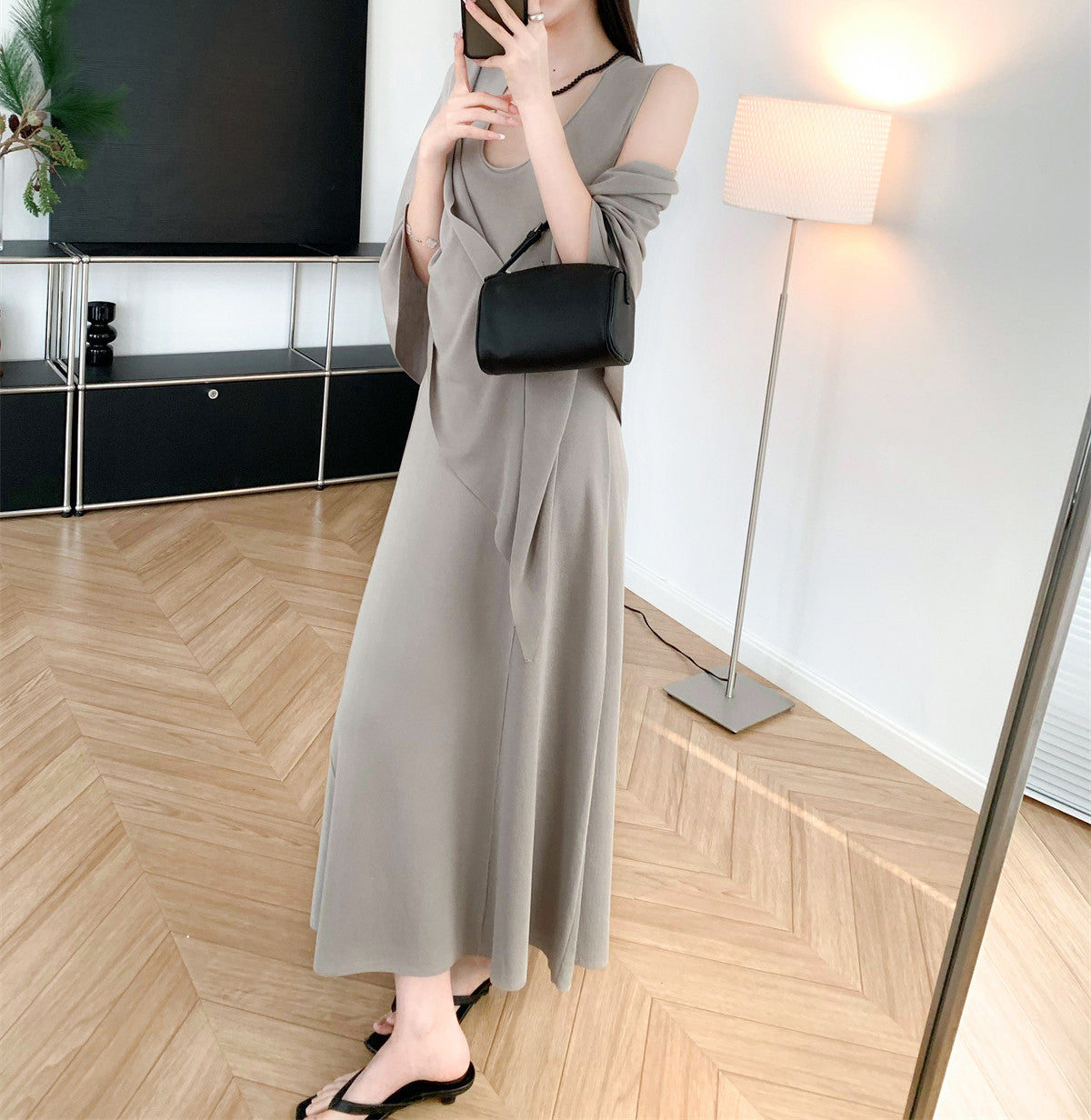 Drape dress and shawl set (preorder/ 3 colours)