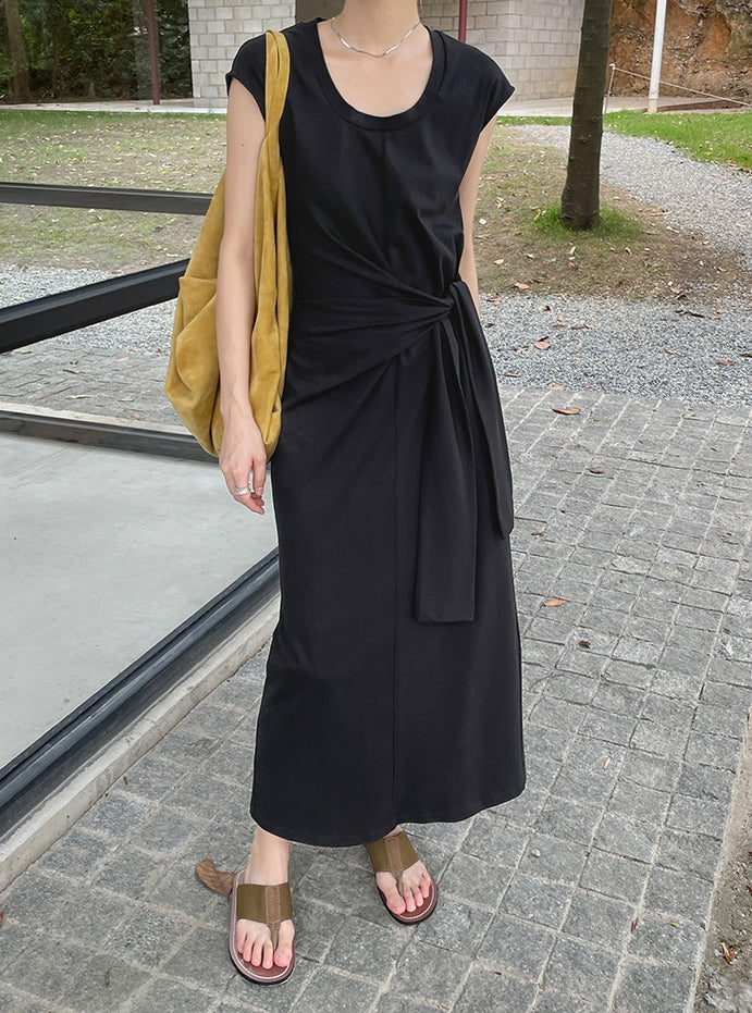 Wraparound T-shirt Dress (ready stock in black (S)/ 2 colours)