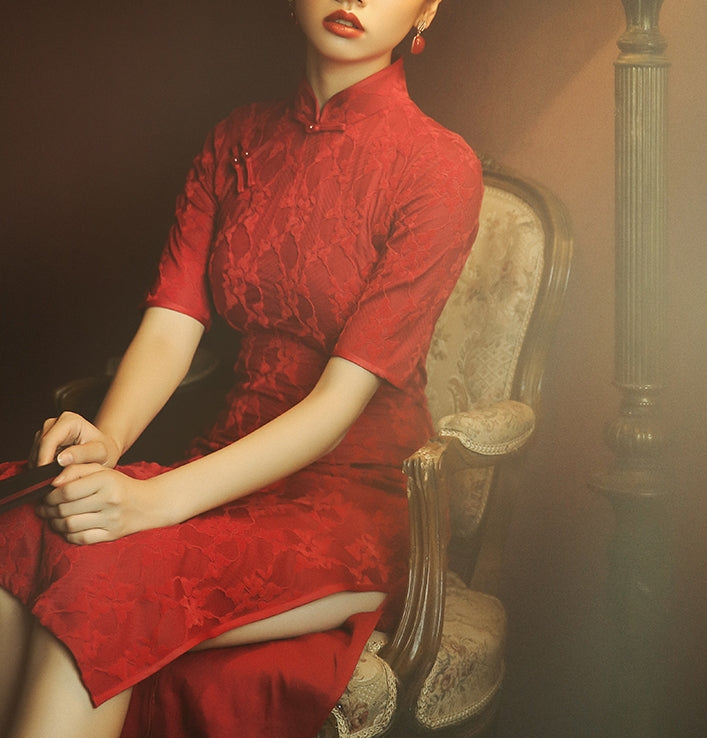 Gionna cheongsam (ready stock in red (XL)/ 2 colours)