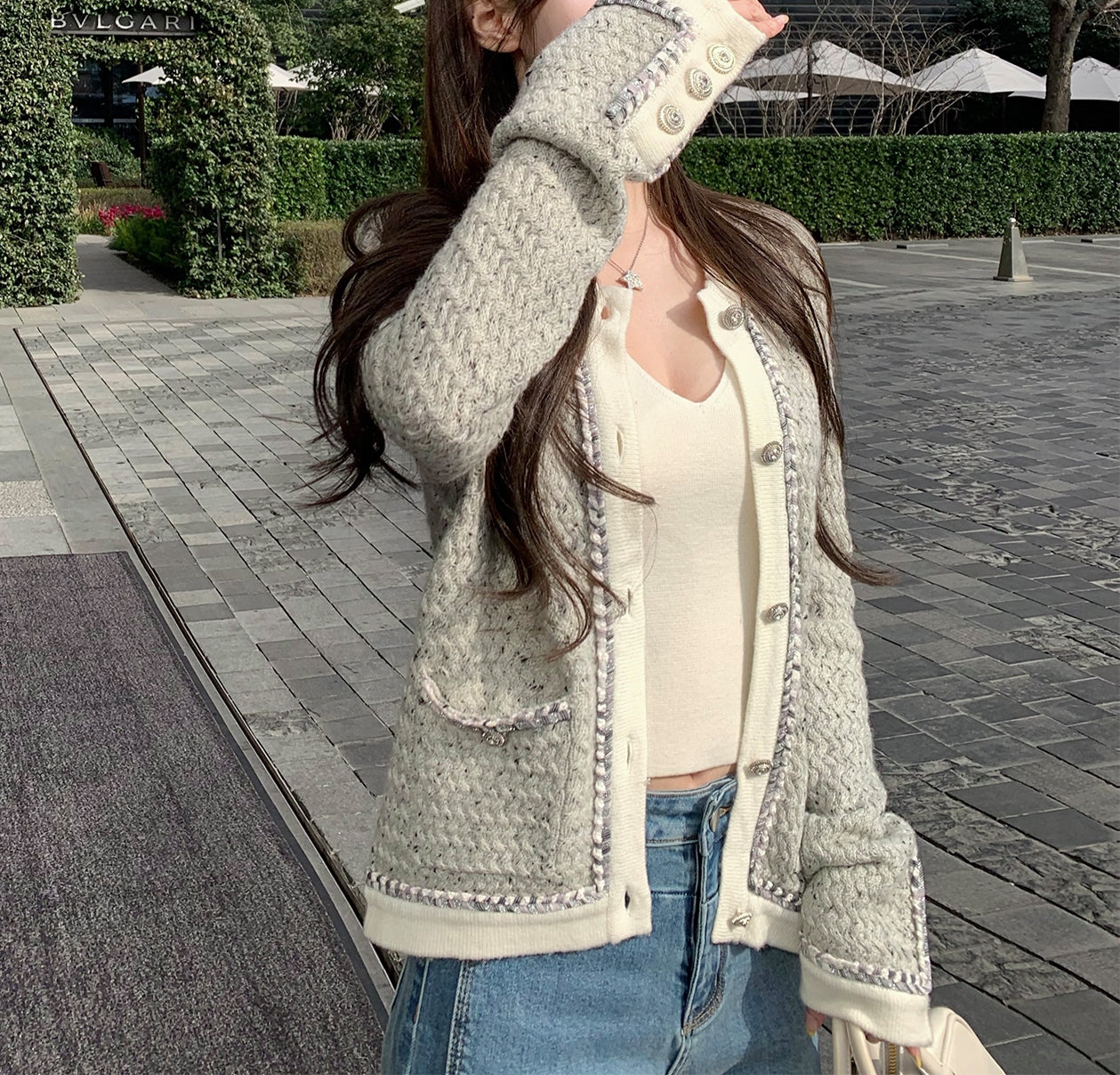Colorblock wool cardigan (preorder)