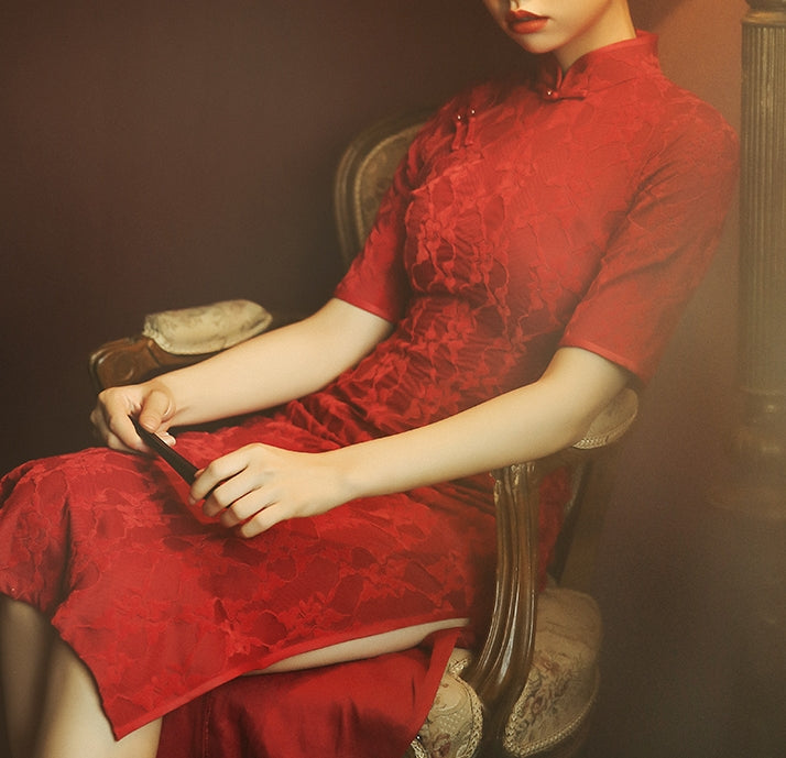 Gionna cheongsam (ready stock in red (XL)/ 2 colours)