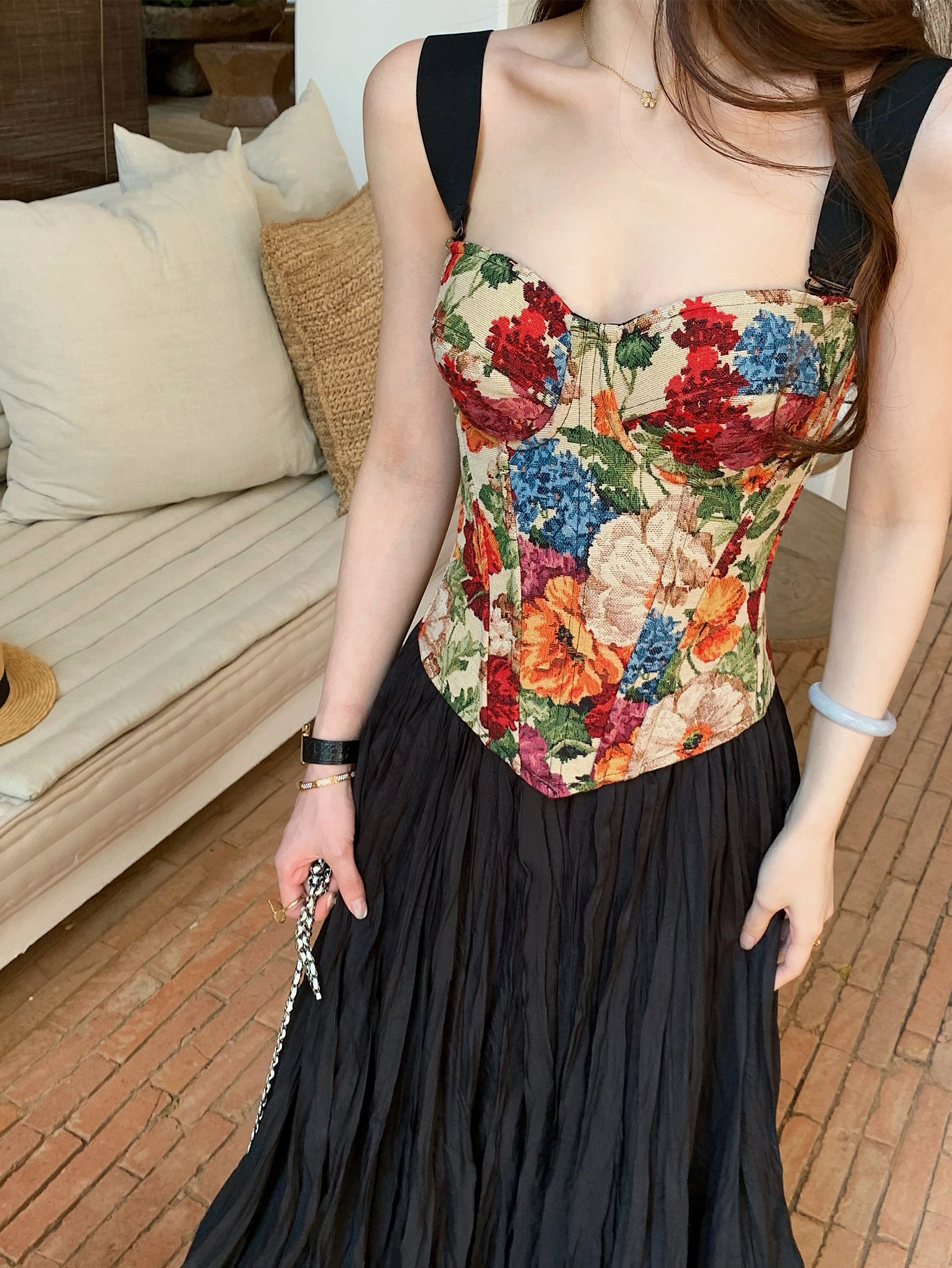 Rose floral corset top (preorder)