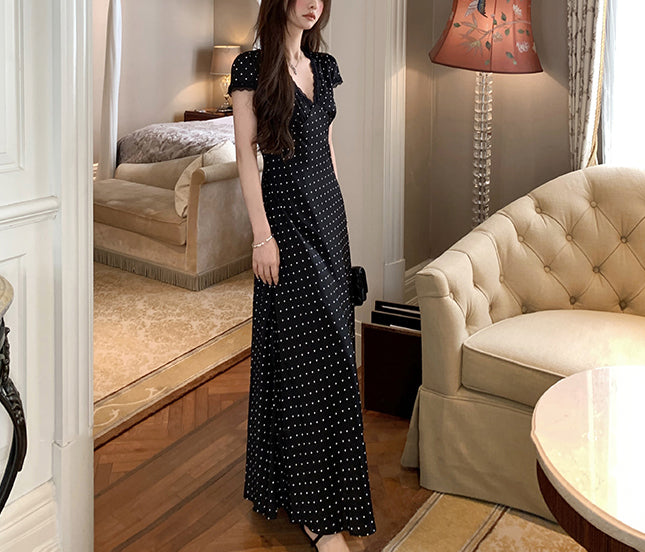 Slip polka dress (ready stock in black (S)/ 2 colours)