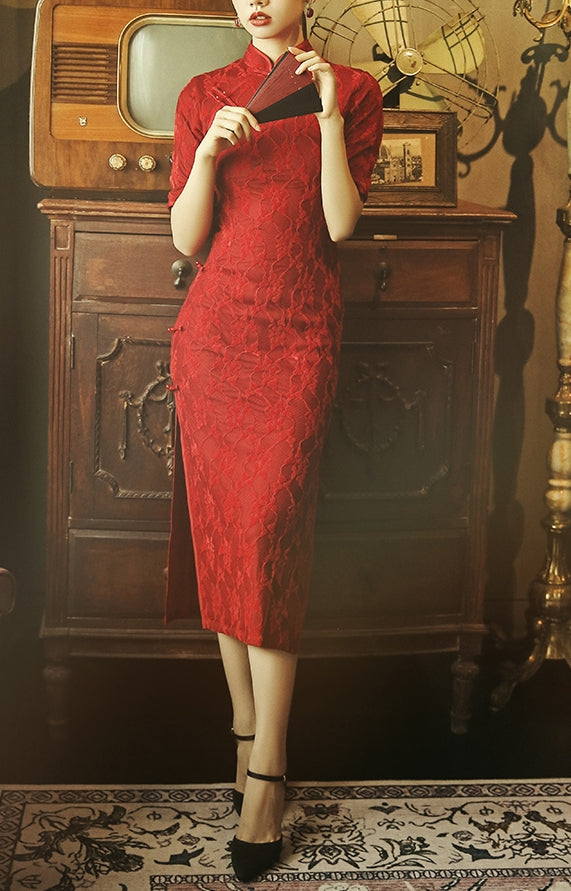 Gionna cheongsam (ready stock in red (XL)/ 2 colours)