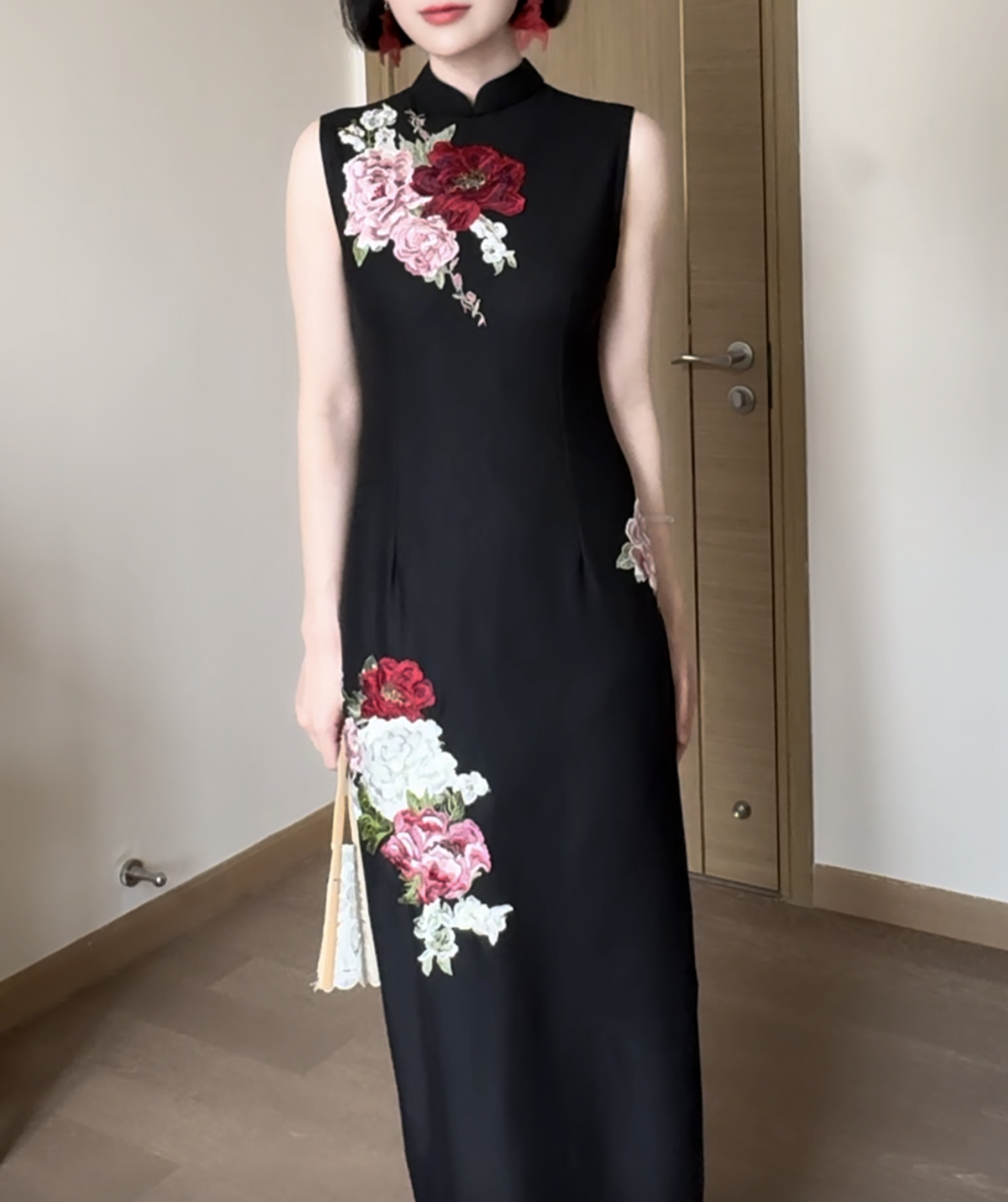 Crimson floral cheongsam (preorder)