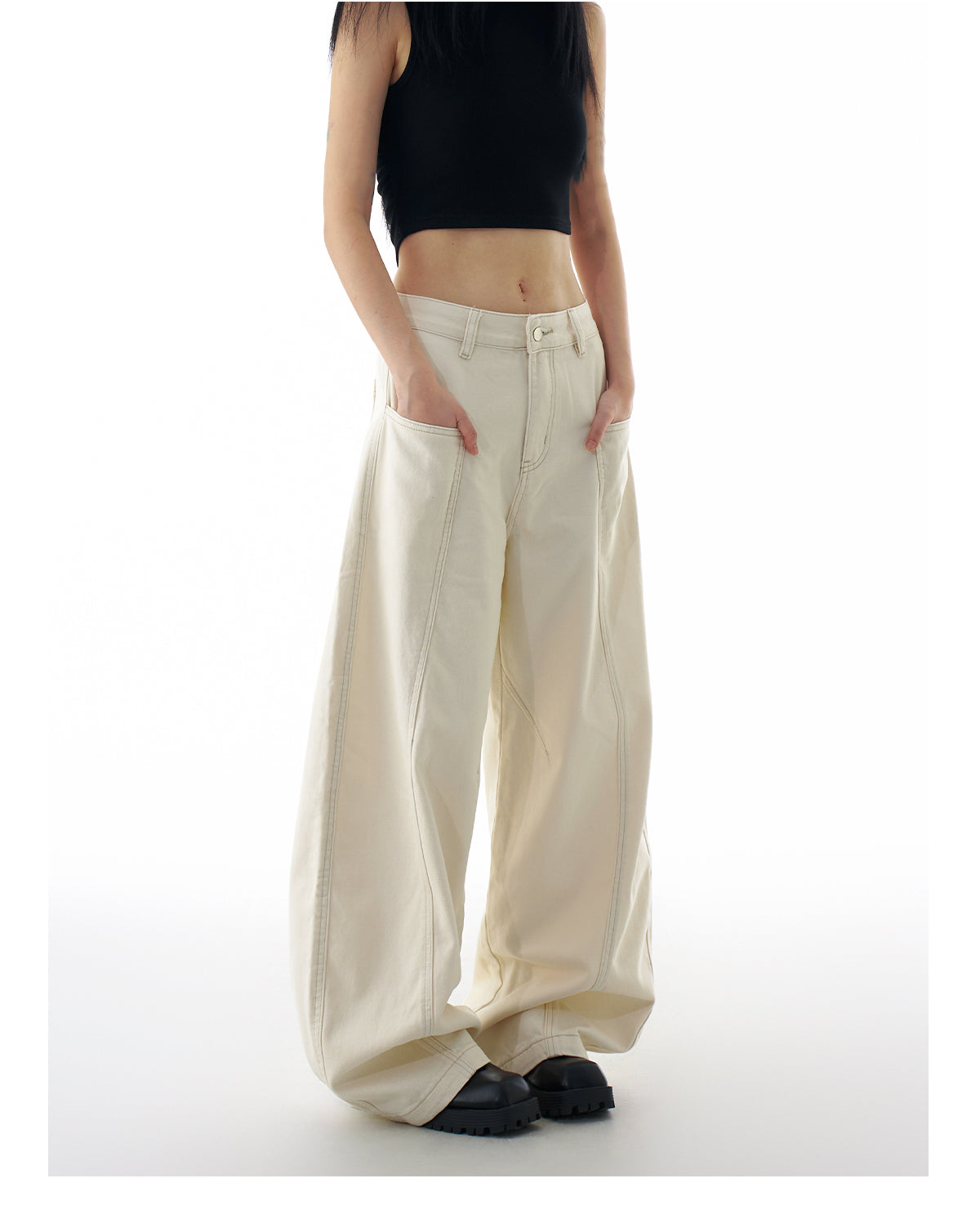 Barrel Ivory Jeans (preorder)