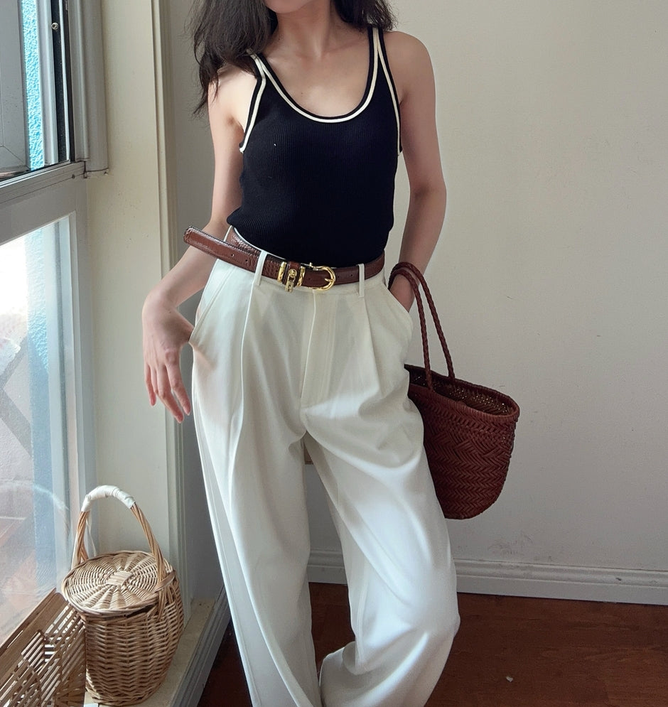 Haut à bordure monochrome (précommande/ 2 couleurs)