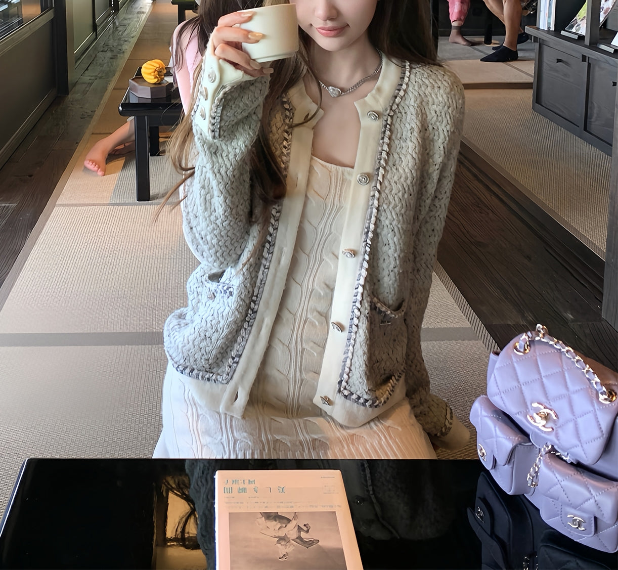 Colorblock wool cardigan (preorder)