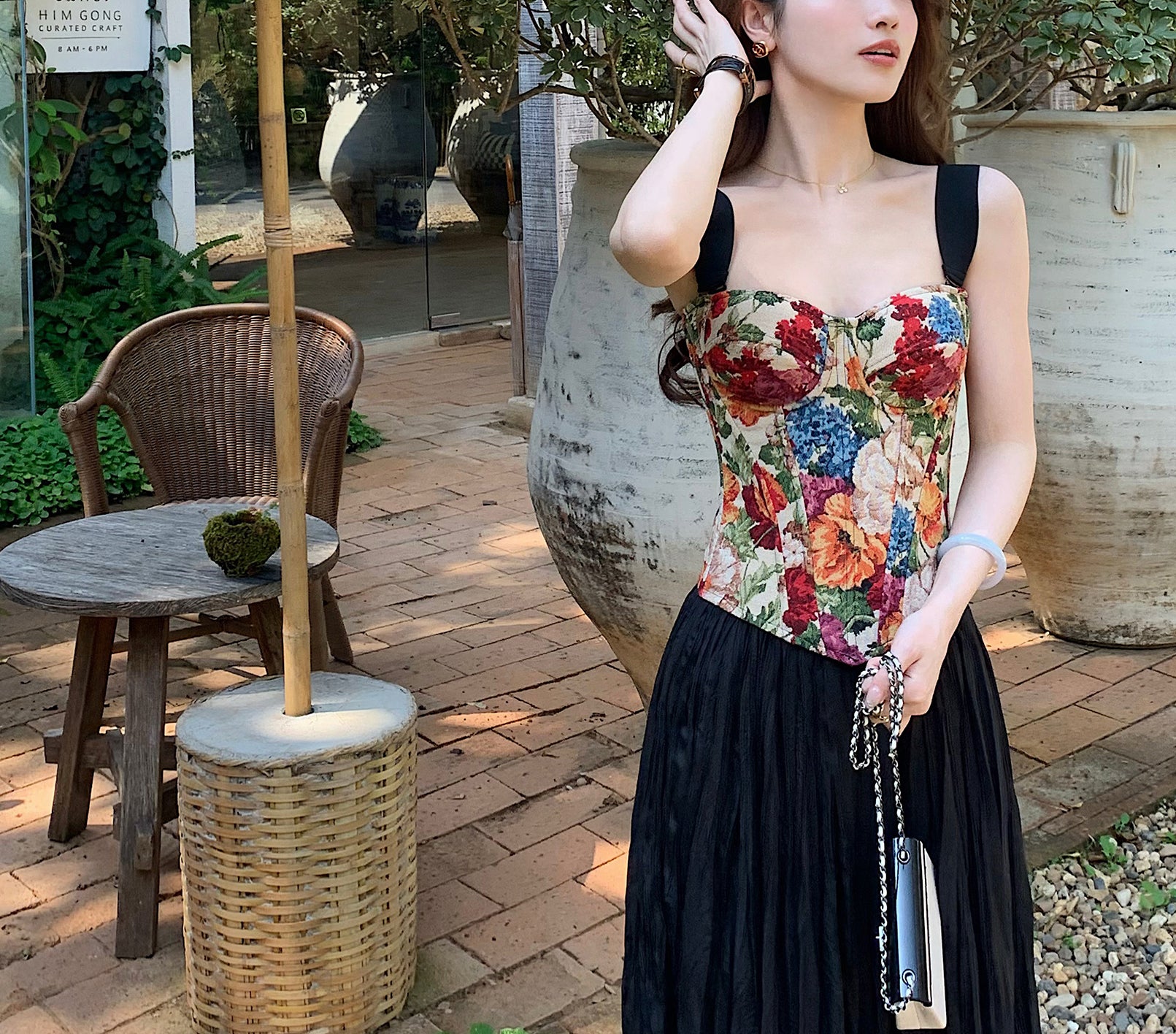 Rose floral corset top (preorder)