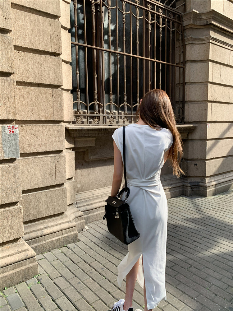 Wraparound T-shirt Dress (ready stock in black (S)/ 2 colours)