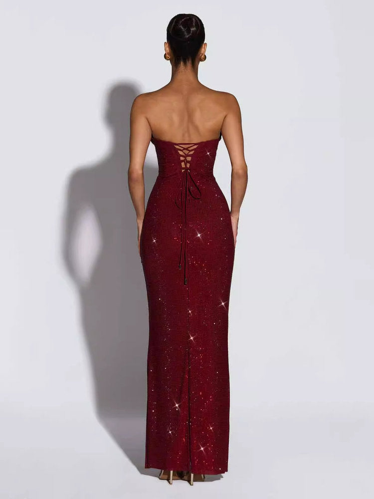 Rhinestone bustier gown (preorder/ 2 colours)