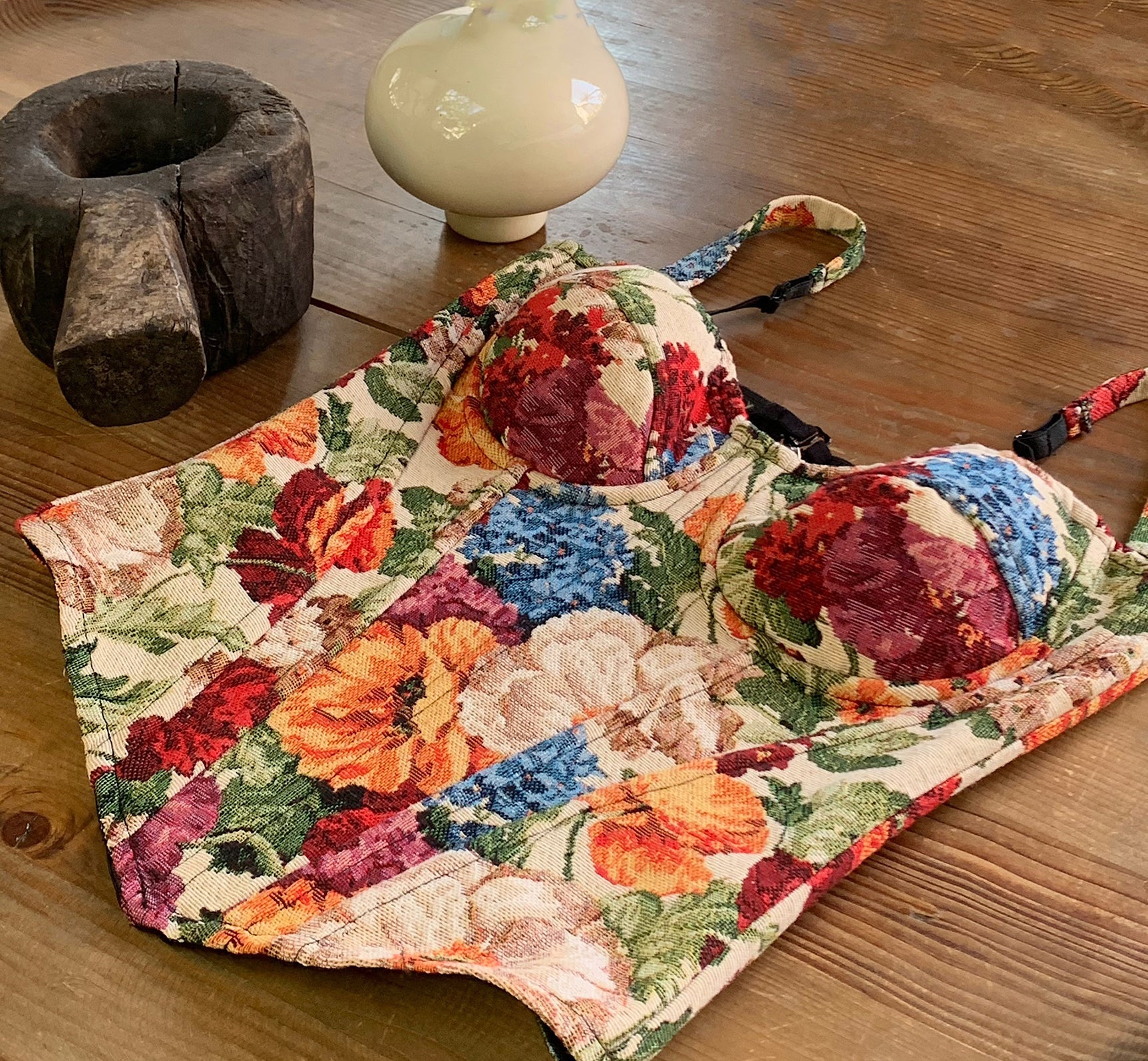 Rose floral corset top (preorder)