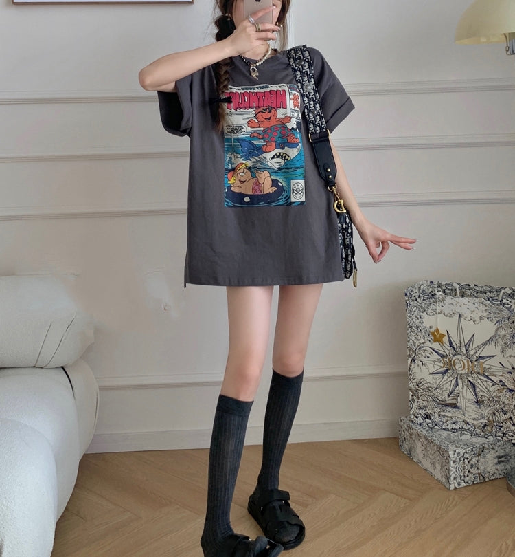 Surf Graphic T-shirt Top (ready stock in beige/ 2 colours)