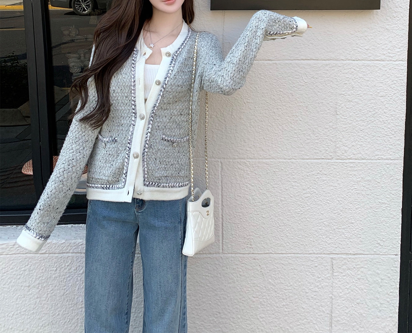 Colorblock wool cardigan (preorder)
