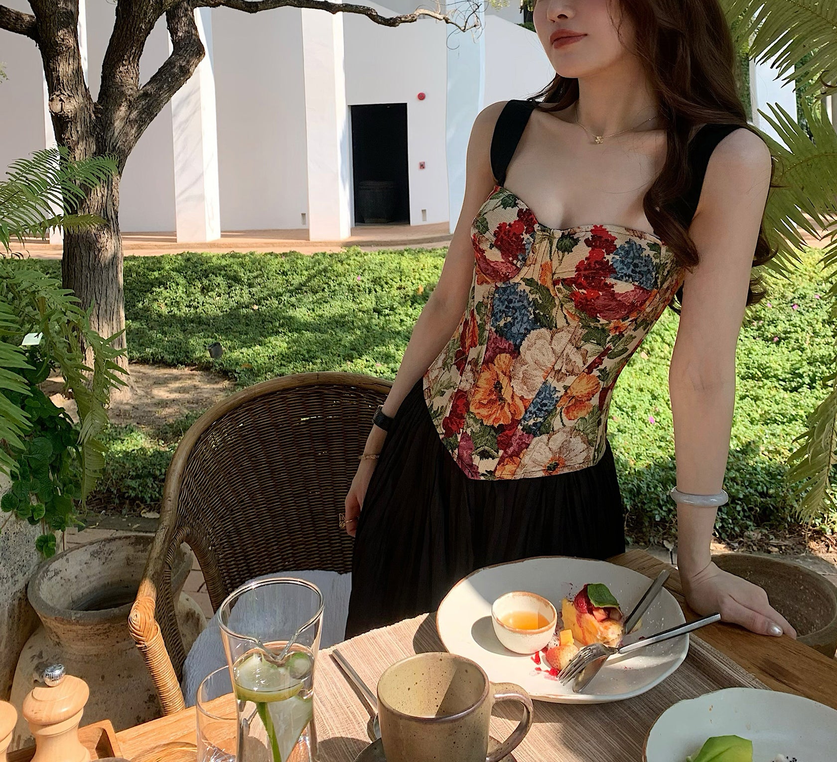 Rose floral corset top (preorder)