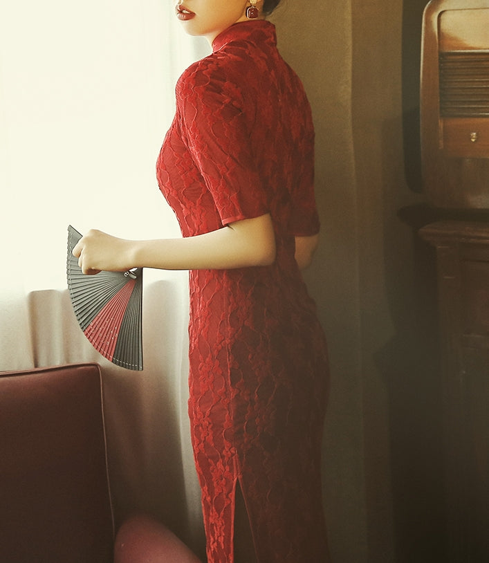 Gionna cheongsam (ready stock in red (XL)/ 2 colours)