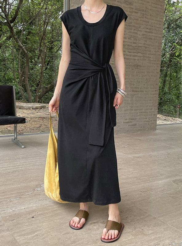 Wraparound T-shirt Dress (ready stock in black (S)/ 2 colours)