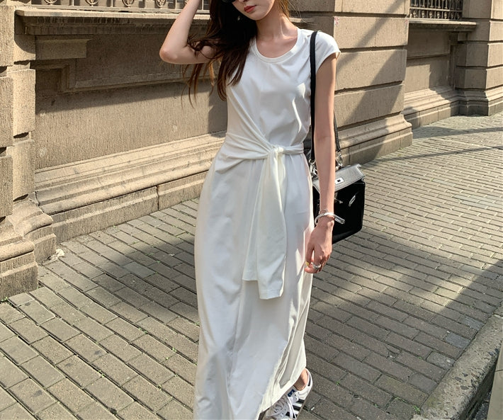 Wraparound T-shirt Dress (ready stock in black (S)/ 2 colours)