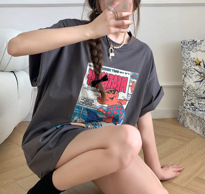 Surf Graphic T-shirt Top (ready stock in beige/ 2 colours)