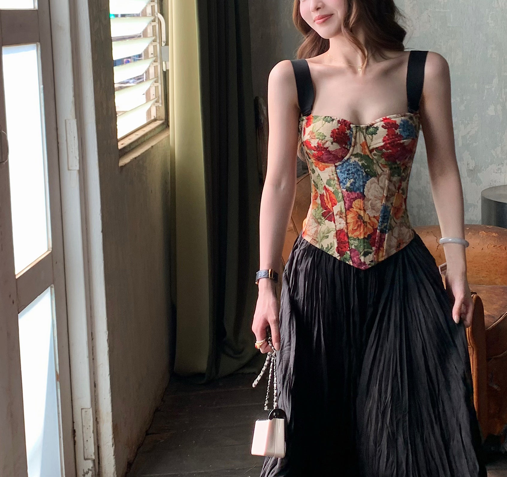 Rose floral corset top (preorder)