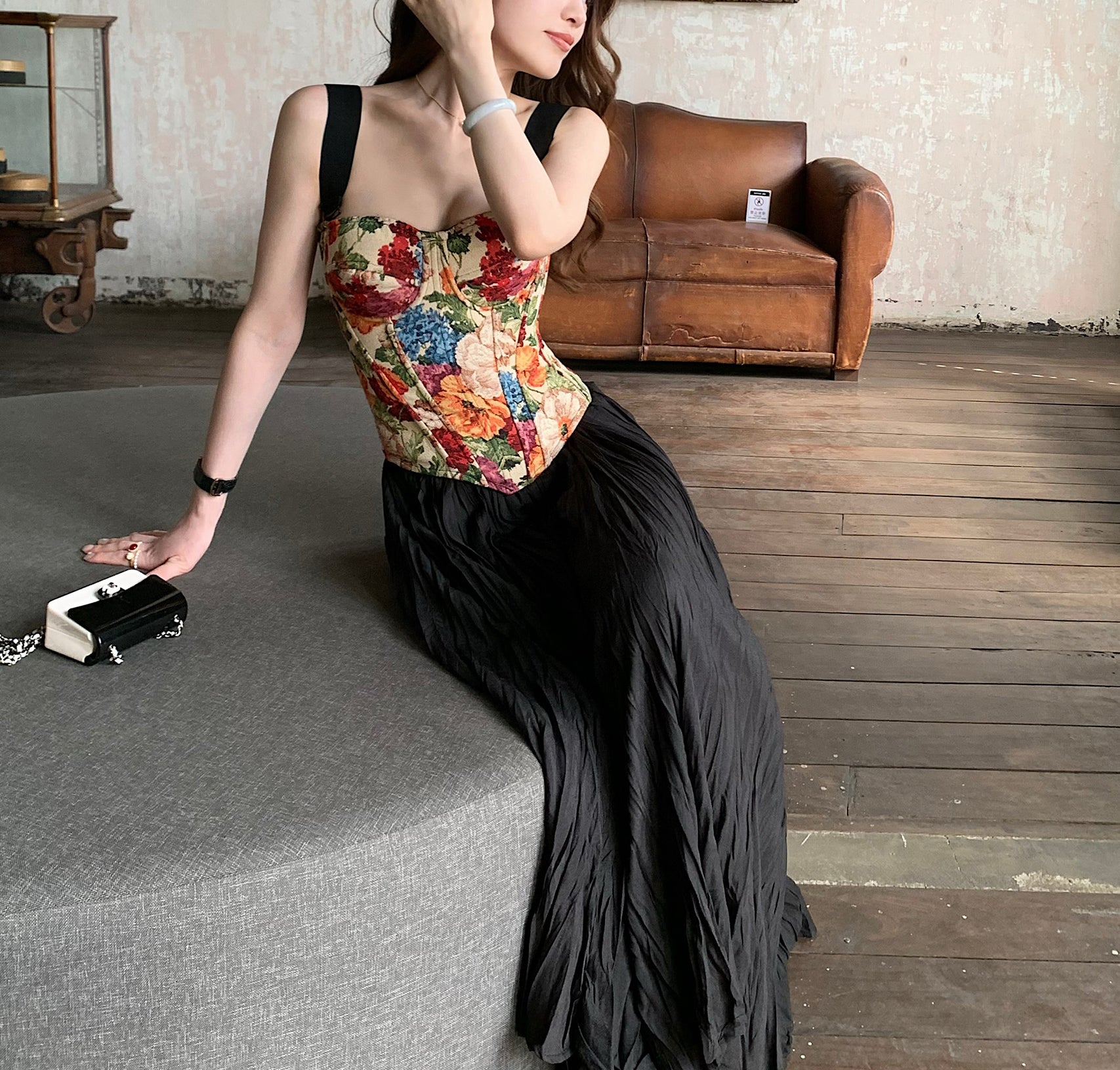 Rose floral corset top (preorder)