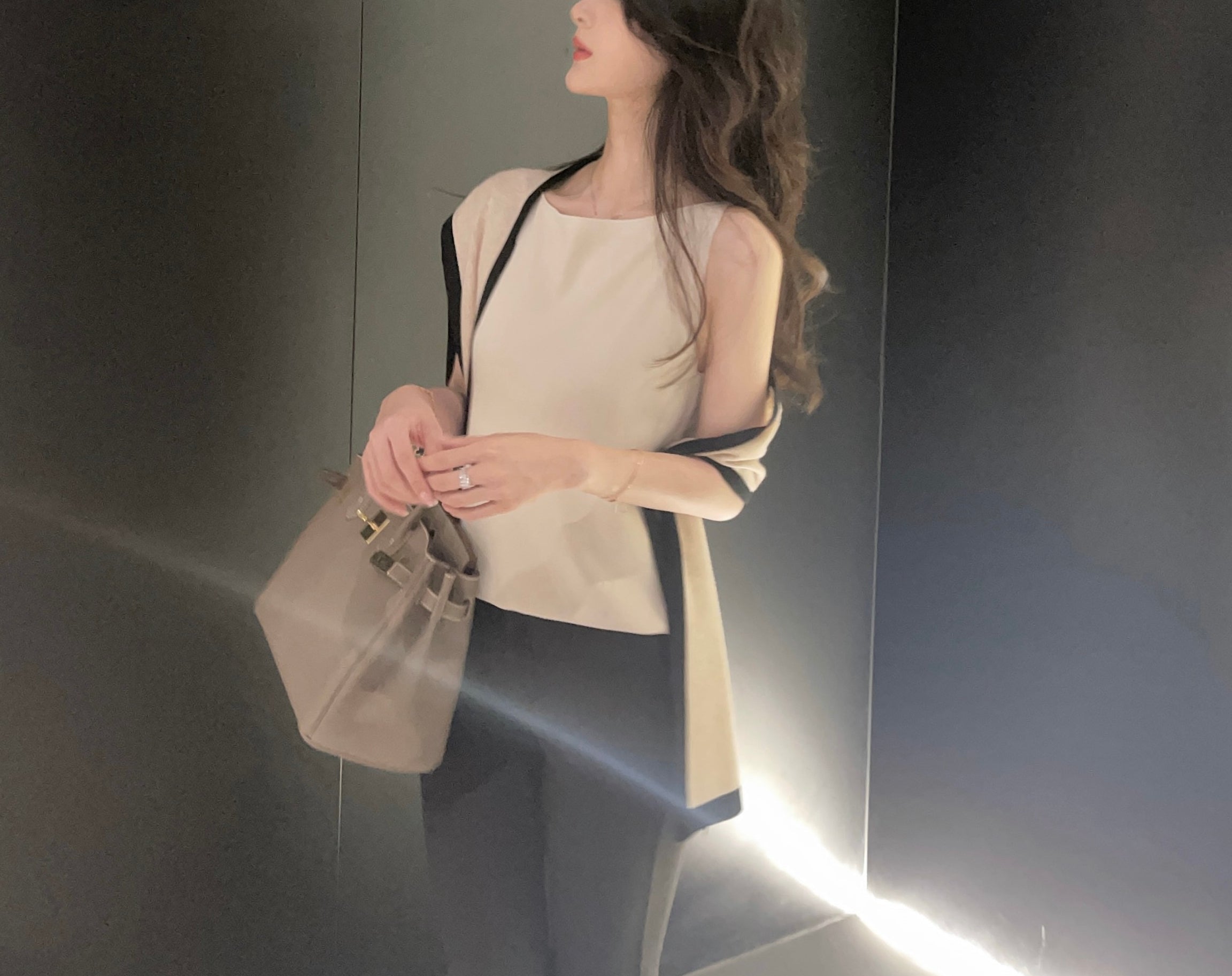 Monochrome knit shawl top (preorder)