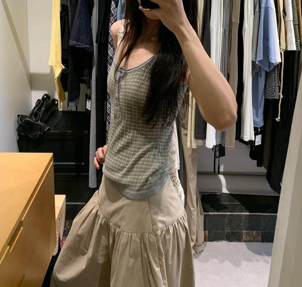 Plaid knit top (preorder/ 2 colours)