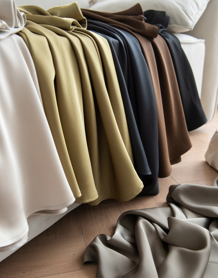 Satin Midi Skirt (ready stock/ 12 colours)