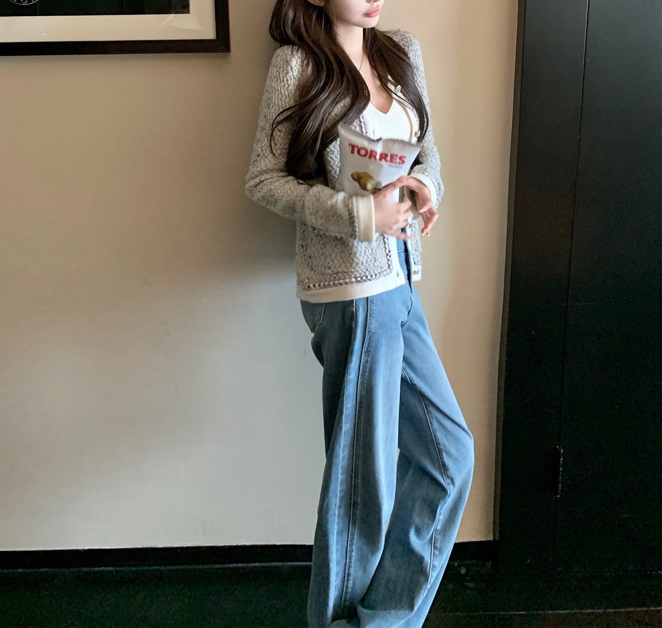 Colorblock wool cardigan (preorder)