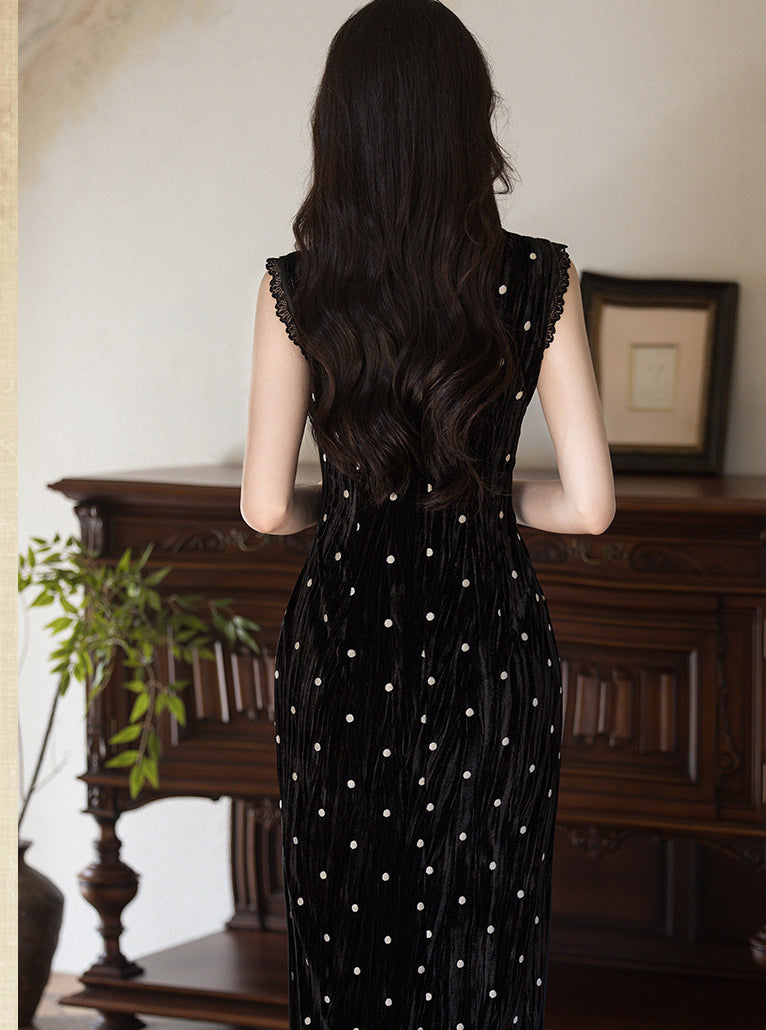 Polka cheongsam (ready stock in L)