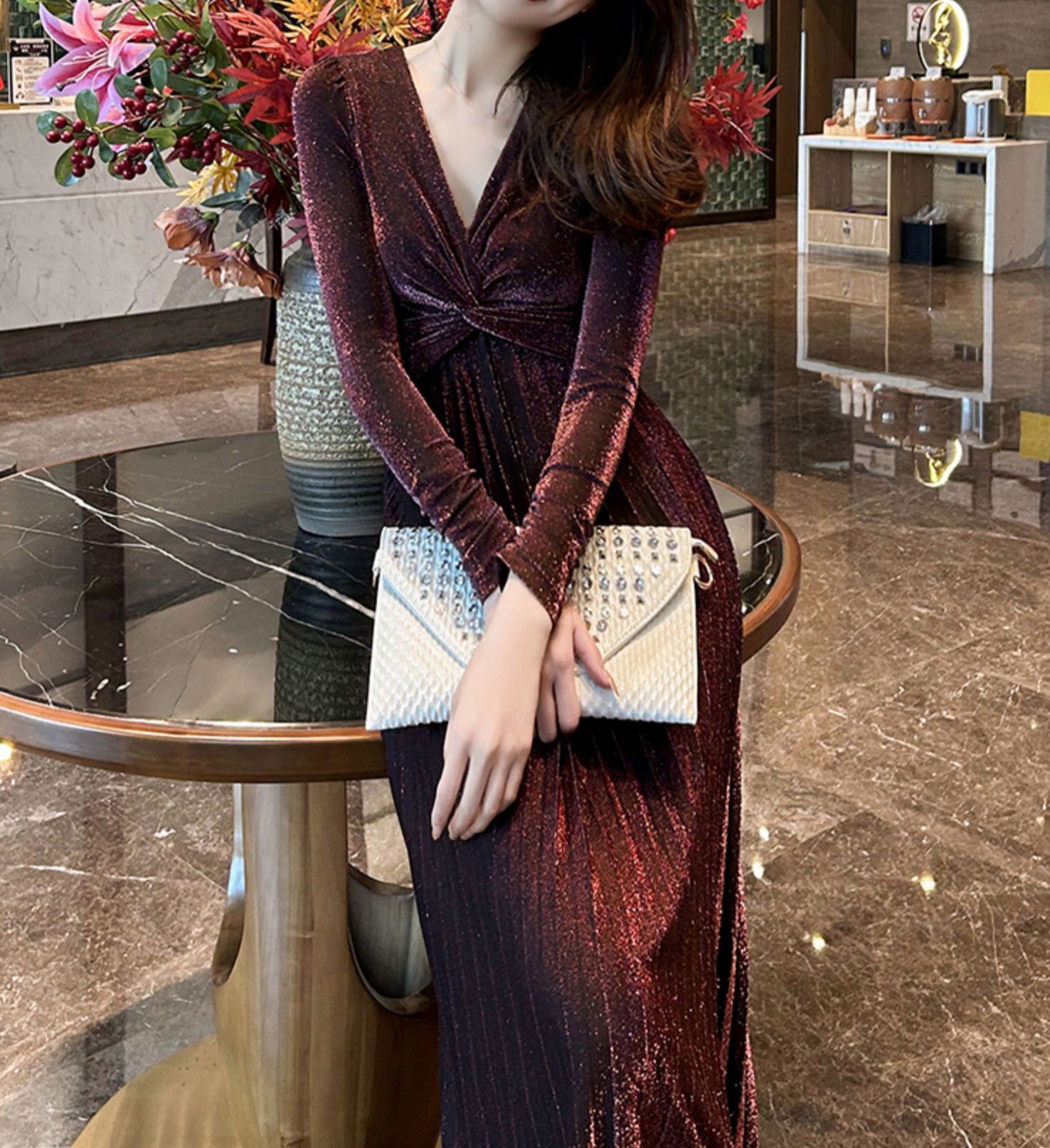 Glimmer maxi dress (ready stock in grey (L)/ 3 colours)