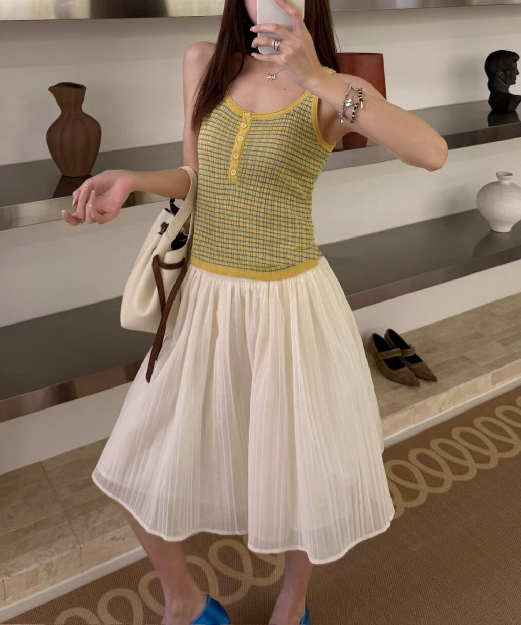 Plaid knit top (preorder/ 2 colours)