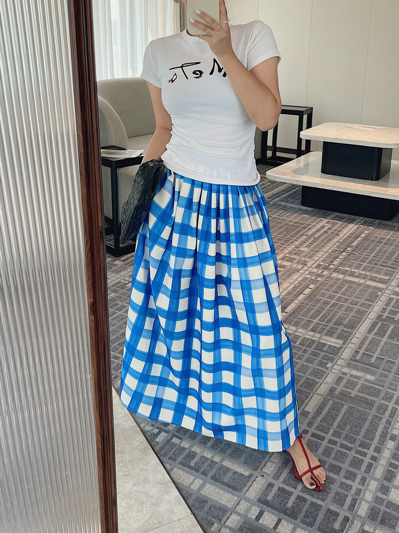 Gingham midi skirt (preorder)