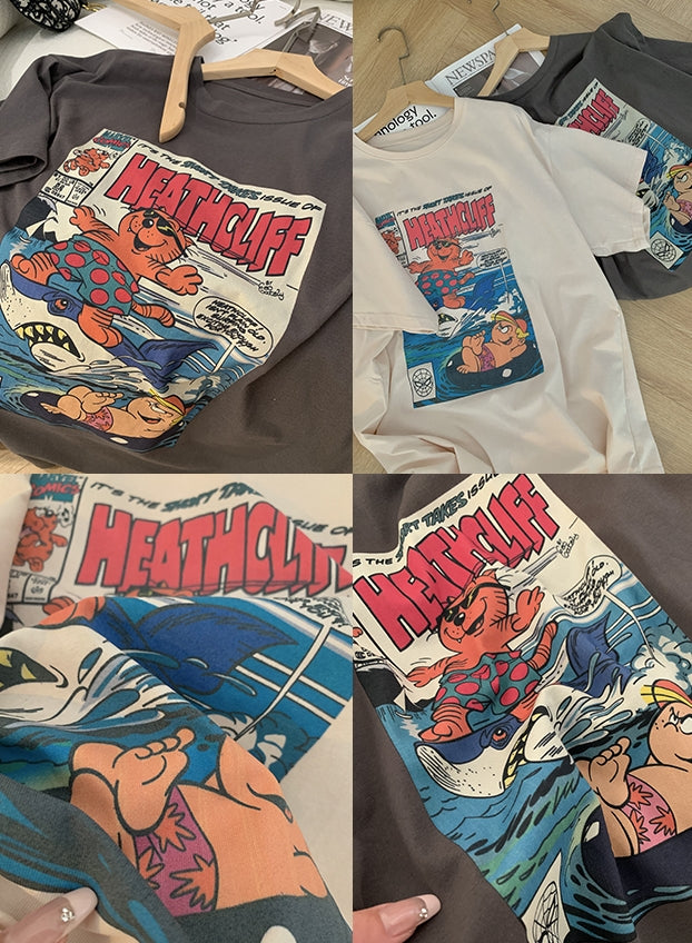 Surf Graphic T-shirt Top (ready stock in beige/ 2 colours)