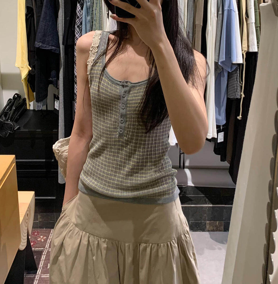 Plaid knit top (preorder/ 2 colours)