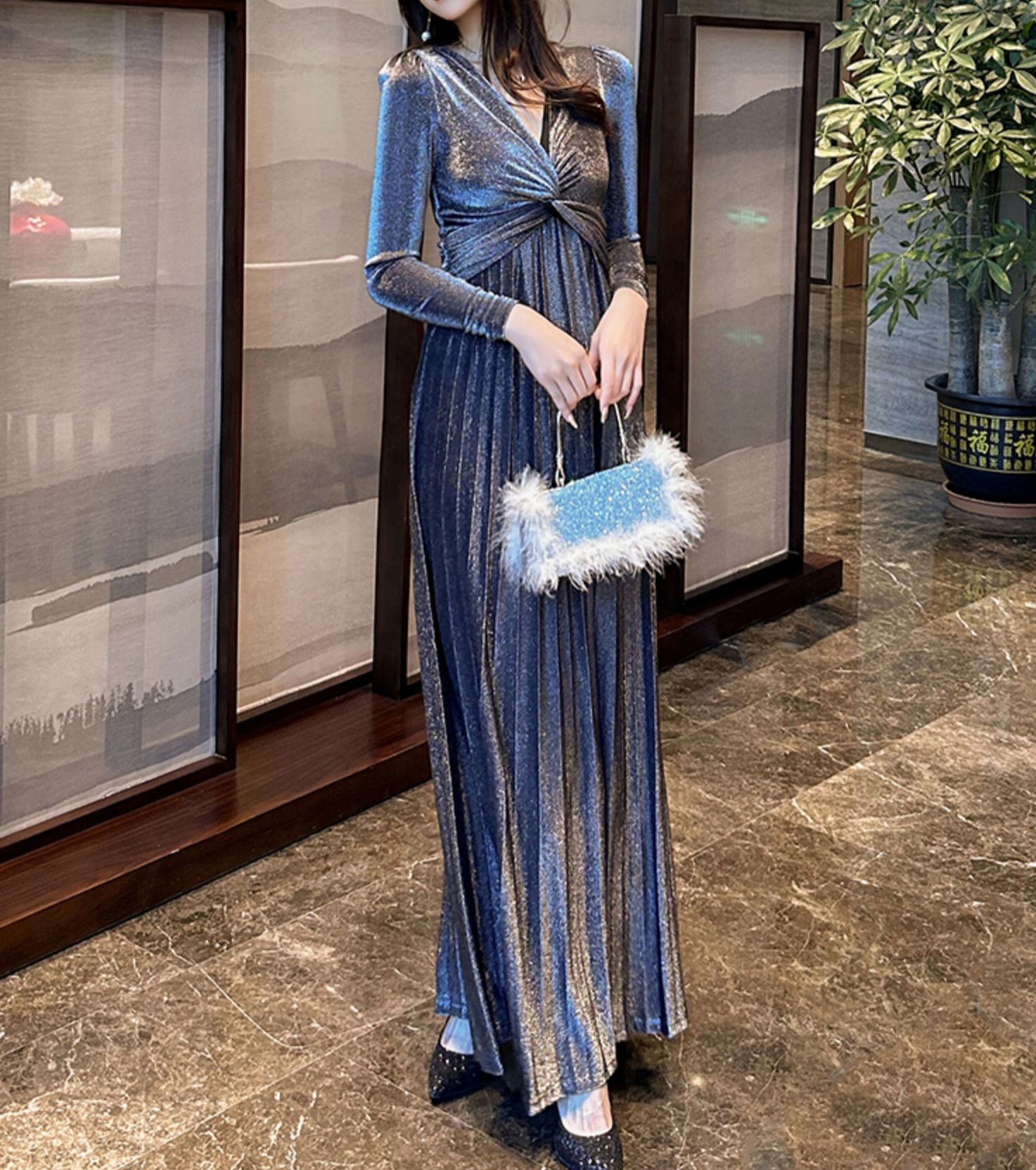 Glimmer maxi dress (ready stock in grey (L)/ 3 colours)