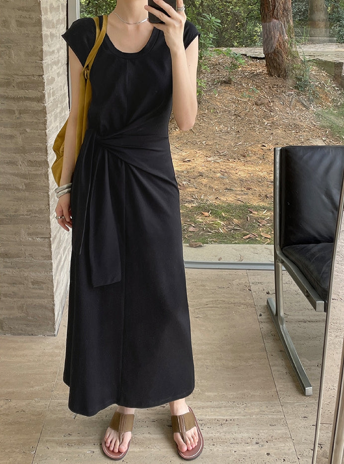 Wraparound T-shirt Dress (ready stock in black (S)/ 2 colours)