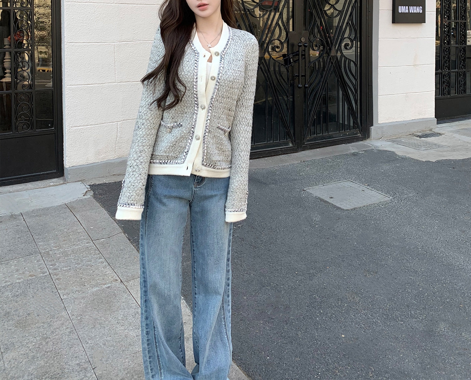 Colorblock wool cardigan (preorder)